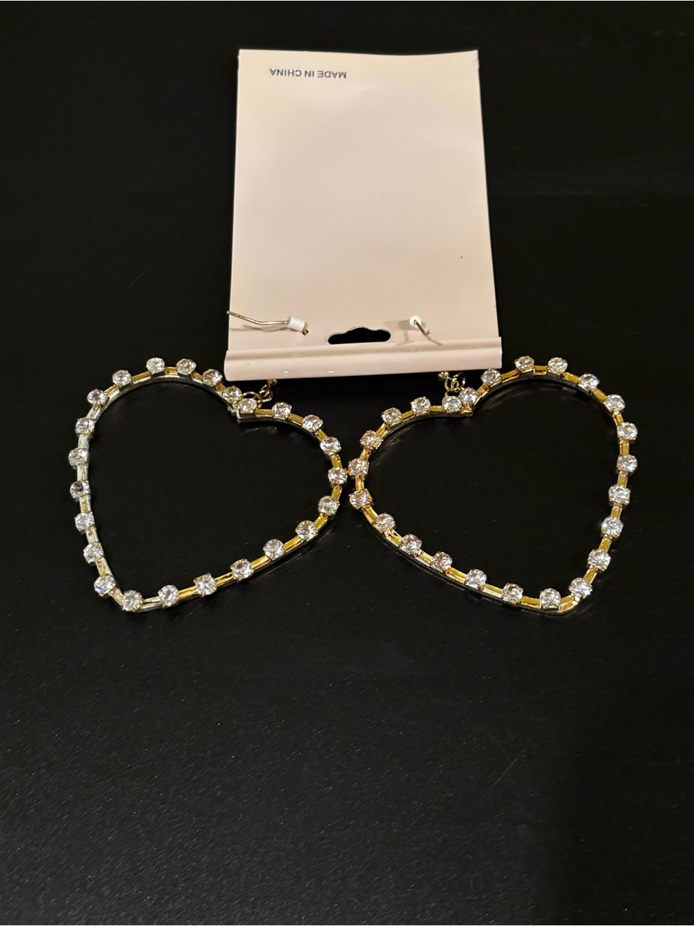 Gold Crystal Heart Hoop Earrings - Women Jewelry